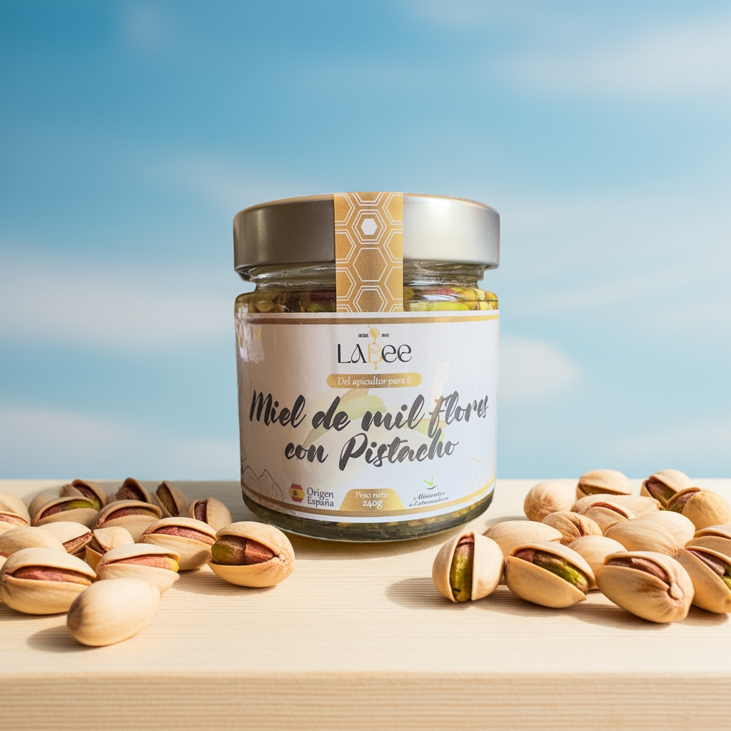 miel con pistachos