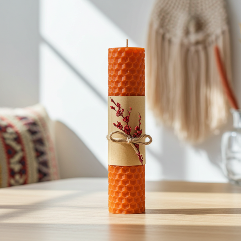 vela de cera de abeja natural de color naranja