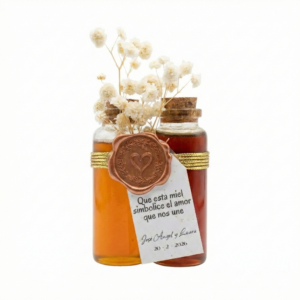 Regalo para invitados: dúo de miel artesanal en tubos de cristal