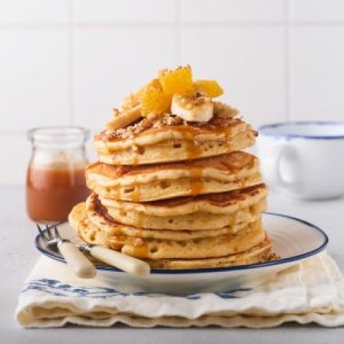 Tortitas de Avena, Plátano, Crema de Cacahuete y Miel​ pura